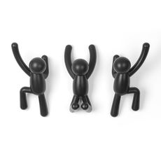 Вешалки-крючки Buddy 3 шт. черные, Umbra, фото 