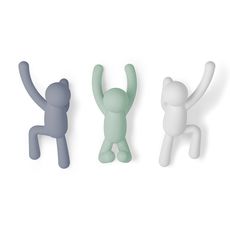 Вешалки-крючки Buddy 3 шт. разноцветные мятные, Umbra, фото 