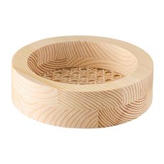 Поднос из дерева и ротанга круглый Woodnes, ?15 см, светлое дерево, Bergenson Bjorn, фото 