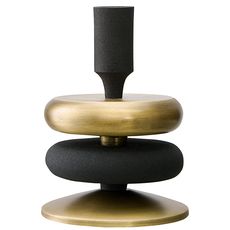 Подсвечник Stone, 17 см, черный/античная латунь, Bergenson Bjorn, фото 