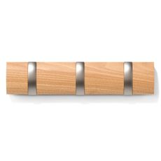 Вешалка настенная Flip, 3 крючка, натуральное дерево, Umbra, фото 
