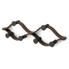 Вешалка настенная Montage, 6 крючков, черный/орех, UMBRA, фото 