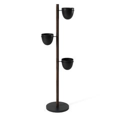 Подставка для цветов Floristand Planter с горшками 3 шт, темный орех, Umbra, фото 