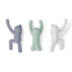 Вешалки-крючки Buddy 3 шт. разноцветные мятные, Umbra, фото 