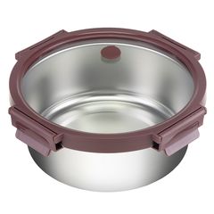 Ланч-бокс стальной со стеклянной крышкой, 1,5 л, сливовый, Smart Solutions, фото 