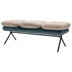 Банкетка Pea, велюр, бежевая/сине-зеленая, Bergenson Bjorn, фото 