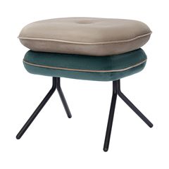 Пуф Pea, велюр, бежевый/сине-зеленый, Bergenson Bjorn, фото 