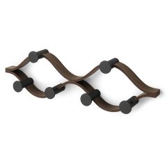 Вешалка настенная Montage, 6 крючков, черный/орех, UMBRA, фото 