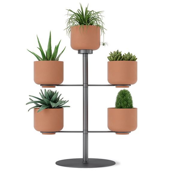 Подставка для цветов Terrapotta с горшками 5 шт, titanium, Umbra, фото 