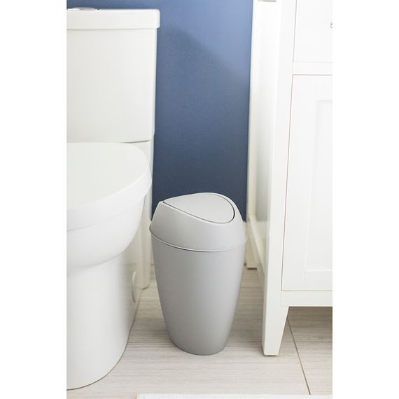 Корзина для мусора с крышкой Twirla 9 л серая, Umbra, фото , изображение 2