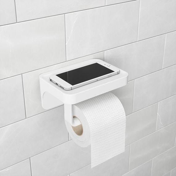 Держатель для туалетной бумаги с полочкой Flex белый, Umbra, фото , изображение 2