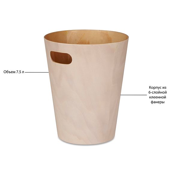 Корзина для мусора Woodrow белая-никель, Umbra, фото , изображение 8