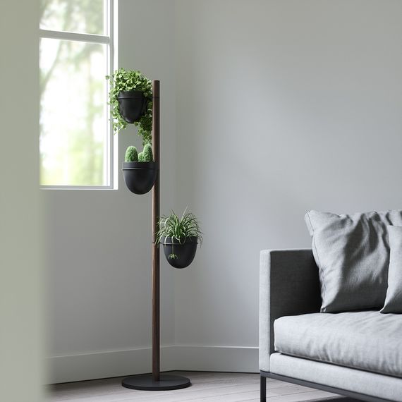 Подставка для цветов Floristand Planter с горшками 3 шт, темный орех, Umbra, фото , изображение 3
