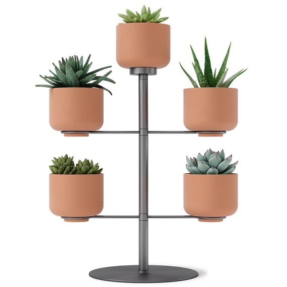 Подставка для цветов Terrapotta с горшками 5 шт, titanium, Umbra, фото , изображение 3