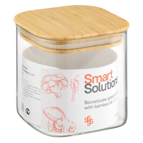 Банка для хранения с крышкой из бамбука, 800 мл, Smart Solutions, фото , изображение 7