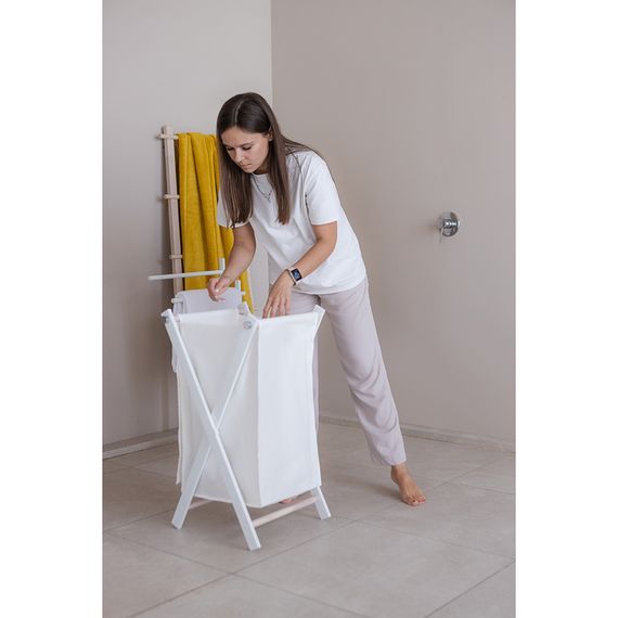 Корзина для белья Jarrod, 44х43х71 см, белая, Bergenson Bjorn Bath, фото , изображение 6