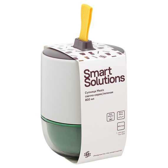 Ланч-бокс Meals, 800 мл, светло-серый/зеленый, Smart Solutions, фото , изображение 14