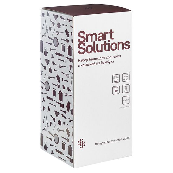 Набор из 3 банок для хранения с крышкой из бамбука, Smart Solutions, фото , изображение 7