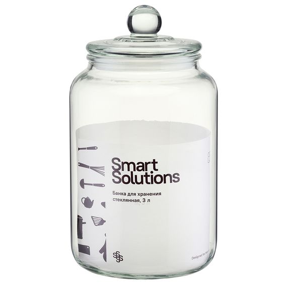 Банка для хранения стеклянная, 3 л, Smart Solutions, фото , изображение 7