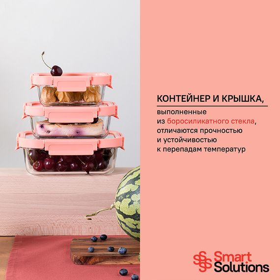 Набор контейнеров для запекания и хранения Smart Solutions, розовый, 3 шт., Smart Solutions, фото , изображение 16