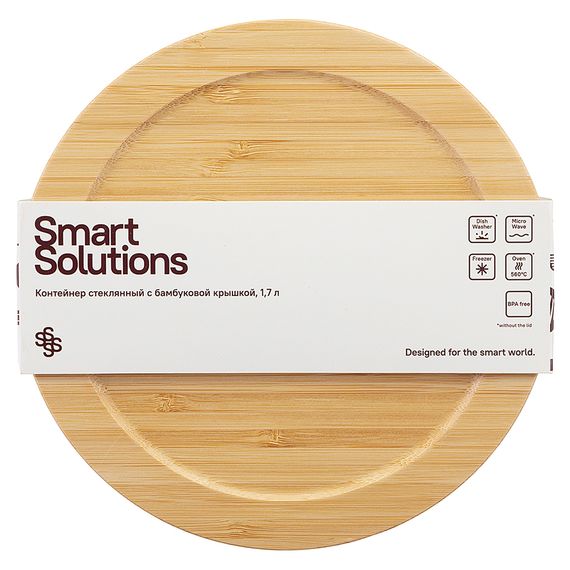 Контейнер стеклянный с бамбуковой крышкой, 1,7 л, Smart Solutions, фото , изображение 7