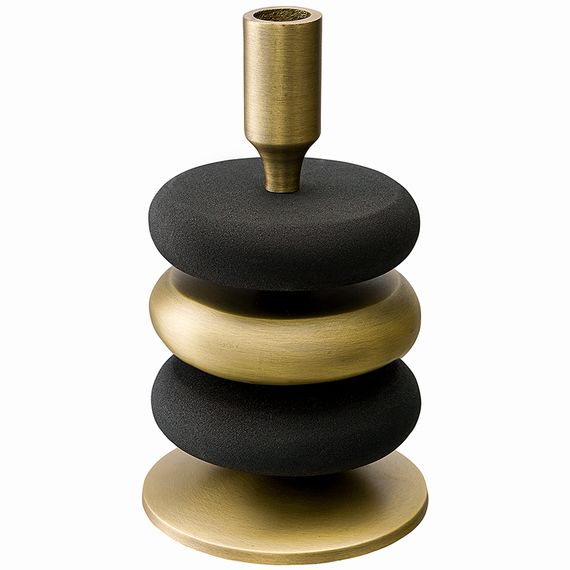 Подсвечник Stone, 20 см, черный/античная латунь, Bergenson Bjorn, фото , изображение 4