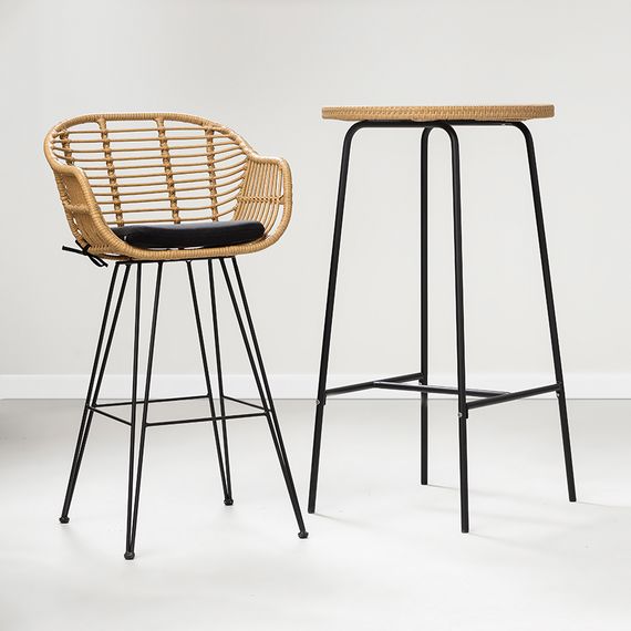 Стул барный Vetle Bent, ротанг, Bergenson Bjorn, фото , изображение 2