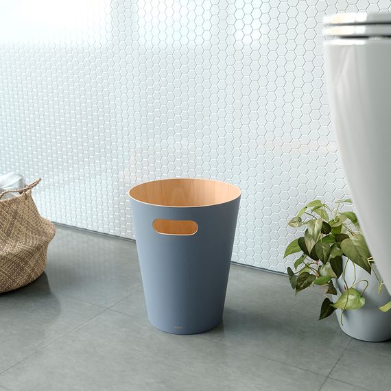Корзина для мусора Woodrow, 7,5 л, серо-голубая, Umbra, фото , изображение 3