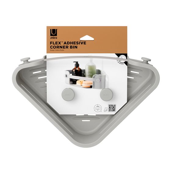 Органайзер для душа угловой Flex Adhesive, серый, UMBRA, фото , изображение 8