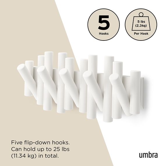 Вешалка настенная Picket, 5 крючков, белая, UMBRA, фото , изображение 13