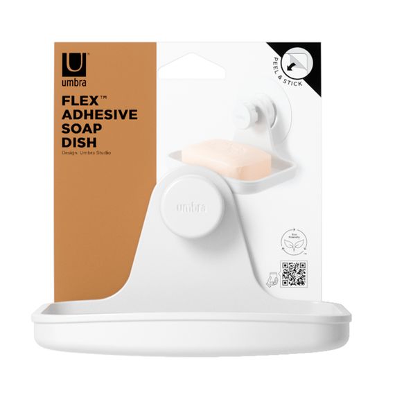 Мыльница для душа настенная Flex Adhesive, белая, UMBRA, фото , изображение 9