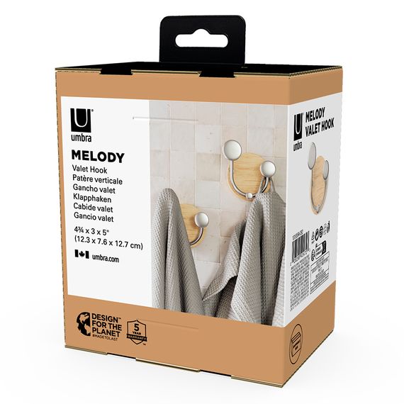 Вешалка настенная Melody, 2 крючка, натуральное дерево/никель, UMBRA, фото , изображение 13