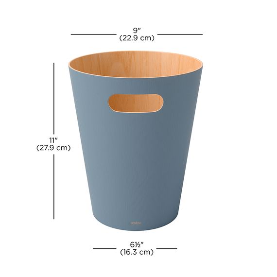 Корзина для мусора Woodrow, 7,5 л, серо-голубая, Umbra, фото , изображение 10