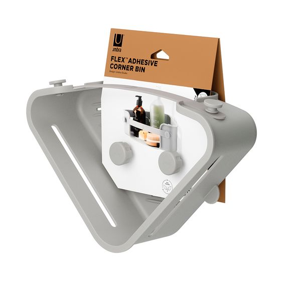 Органайзер для душа угловой Flex Adhesive, серый, UMBRA, фото , изображение 9