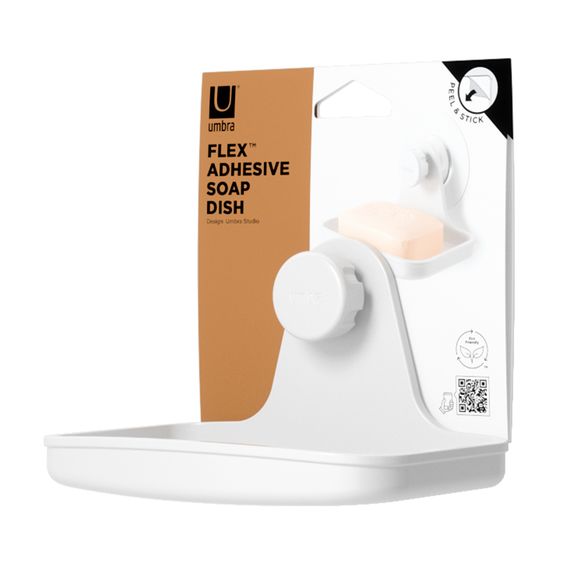 Мыльница для душа настенная Flex Adhesive, белая, UMBRA, фото , изображение 10