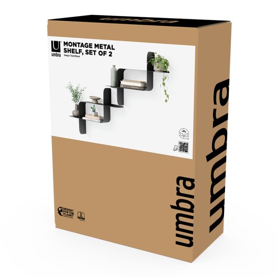 Набор металлических настенных полок Montage, 2 шт., черные, UMBRA, фото , изображение 19