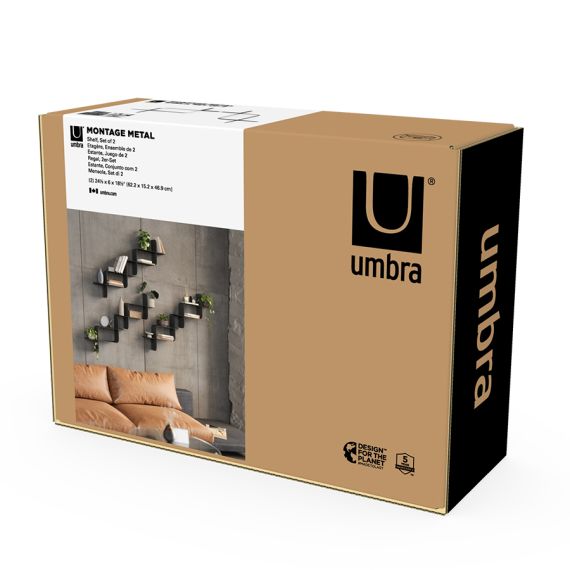 Набор металлических настенных полок Montage, 2 шт., черные, UMBRA, фото , изображение 20