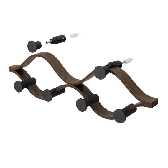 Вешалка настенная Montage, 6 крючков, черный/орех, UMBRA, фото , изображение 7