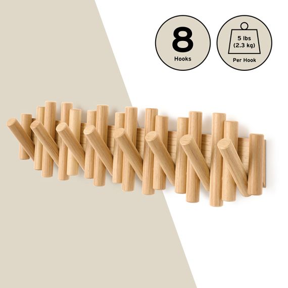 Вешалка настенная Picket, 61 см, 8 крючков, натуральное дерево, UMBRA, фото , изображение 16