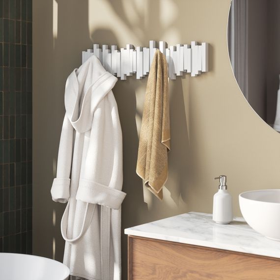 Вешалка настенная Sticks, 72 см, 8 крючков, белая, UMBRA, фото , изображение 3