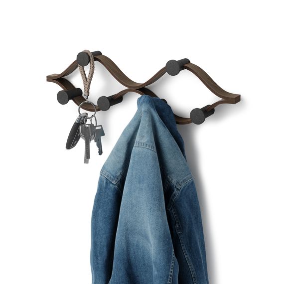 Вешалка настенная Montage, 6 крючков, черный/орех, UMBRA, фото , изображение 5