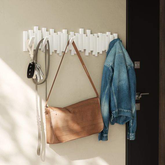 Вешалка настенная Sticks, 72 см, 8 крючков, белая, UMBRA, фото , изображение 2