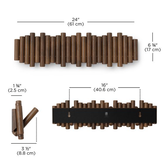 Вешалка настенная Picket, 8 крючков, состаренный грецкий орех, UMBRA, фото , изображение 14