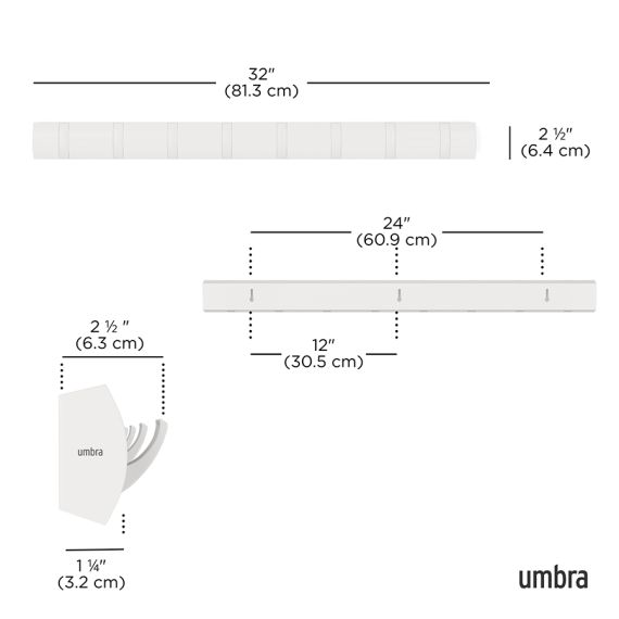 Вешалка настенная Flip, 81 см, 8 крючков, белая, Umbra, фото , изображение 9