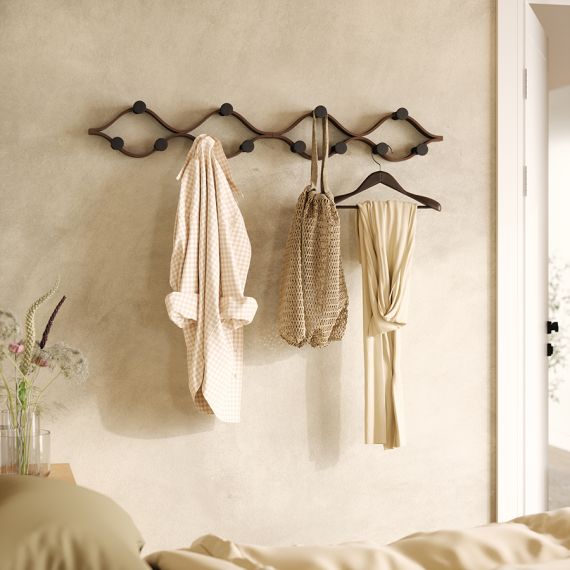 Вешалка настенная Montage, 6 крючков, черный/орех, UMBRA, фото , изображение 4