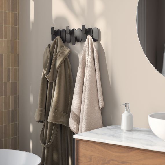 Вешалка настенная Tempo, 6 крючков, черная, UMBRA, фото , изображение 4