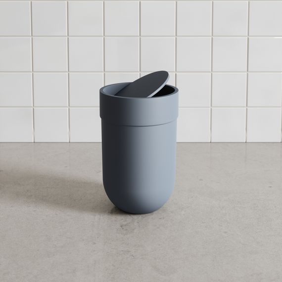 Корзина для мусора с крышкой Touch, 6 л, голубая, UMBRA, фото , изображение 4