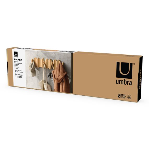 Вешалка настенная Picket, 61 см, 8 крючков, натуральное дерево, UMBRA, фото , изображение 20