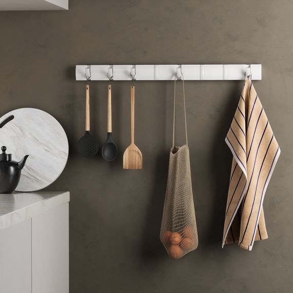 Вешалка настенная Flip, 81 см, 8 крючков, белая, Umbra, фото , изображение 4
